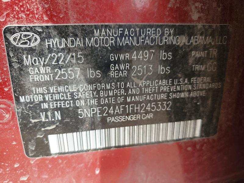 2015 Hyundai Sonata მანქანა იყიდება აუქციონზე, vin: 5NPE24AF1FH245332, აუქციონის ნომერი: 61607556
