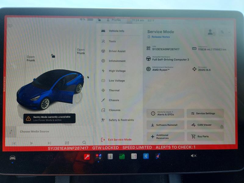 2022 Tesla Model 3 მანქანა იყიდება აუქციონზე, vin: 5YJ3E1EA9NF287417, აუქციონის ნომერი: 60142016