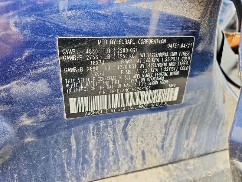 Aukcja sprzedaży 2021 Subaru Outback, vin: 4S4BTANC1M3208168, numer aukcji: 62338486