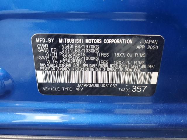 2020 Mitsubishi Outlander Sport მანქანა იყიდება აუქციონზე, vin: JA4AP3AU8LU031037, აუქციონის ნომერი: 61852796