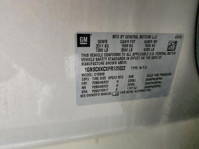 Продажа на аукционе авто 2015 Chevrolet Suburban, vin: 1GNSCKKCXFR125022, номер лота: 57905376