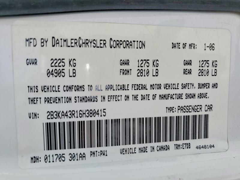 Продаж на аукціоні авто 2006 Dodge Charger, vin: 2B3KA43R16H380415, номер лоту: 62521576
