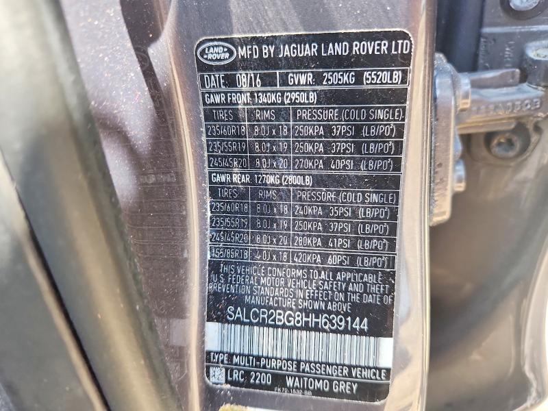 Продажа на аукционе авто 2017 Land Rover Discovery Sport, vin: SALCR2BG8HH639144, номер лота: 60195356