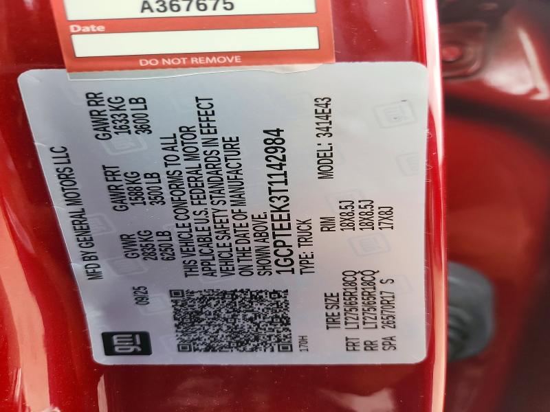 Aukcja sprzedaży 2026 Chevrolet Colorado, vin: 1GCPTEEK3T1142984, numer aukcji: 61001096