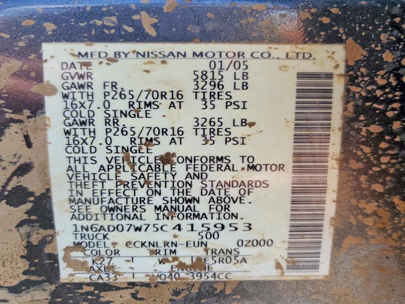Aukcja sprzedaży 2005 Nissan Froniter, vin: 1N6AD07W75C415953, numer aukcji: 59894616