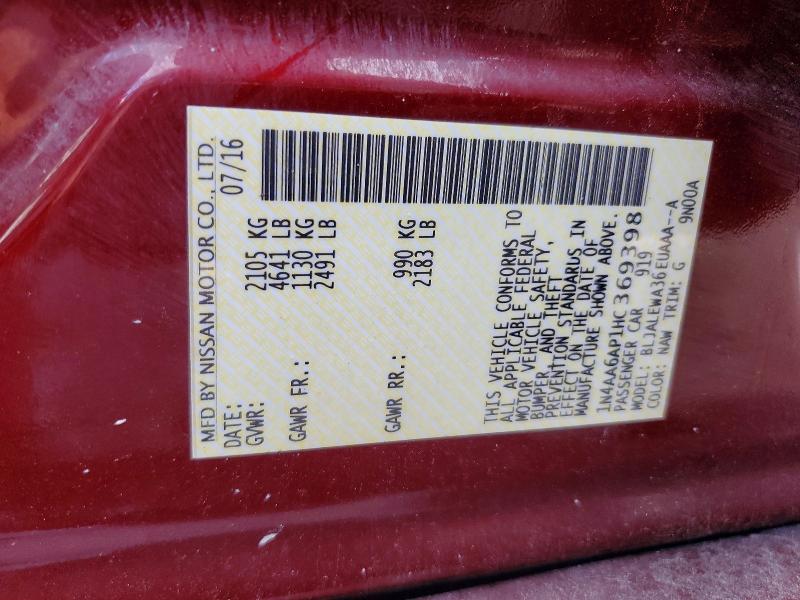 Aukcja sprzedaży 2017 Nissan Maxima, vin: 1N4AA6AP1HC369398, numer aukcji: 62666446