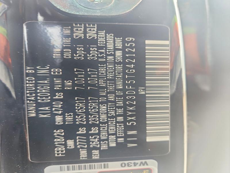 60748296 :رقم المزاد ، 5XYK23DF5TG421259 vin ، 2026 Kia Sportage مزاد بيع