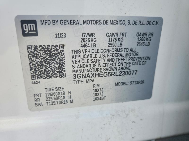 Продаж на аукціоні авто 2024 Chevrolet Equinox, vin: 3GNAXHEG5RL230077, номер лоту: 59806446