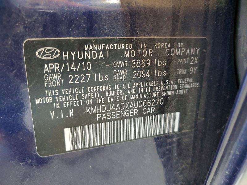 Продажа на аукционе авто 2010 Hyundai Elantra, vin: KMHDU4ADXAU066270, номер лота: 59583196