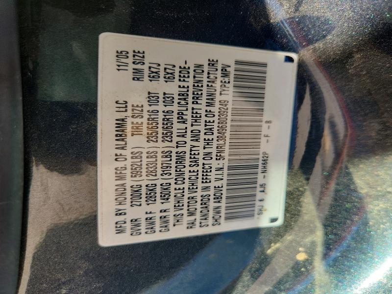 Aukcja sprzedaży 2006 Honda Odyssey, vin: 5FNRL38496B039249, numer aukcji: 59397336