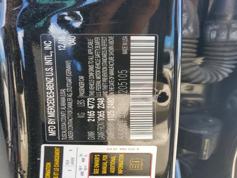 Продажа на аукционе авто 2017 Mercedes-benz C, vin: 55SWF4KB4HU205105, номер лота: 60297126