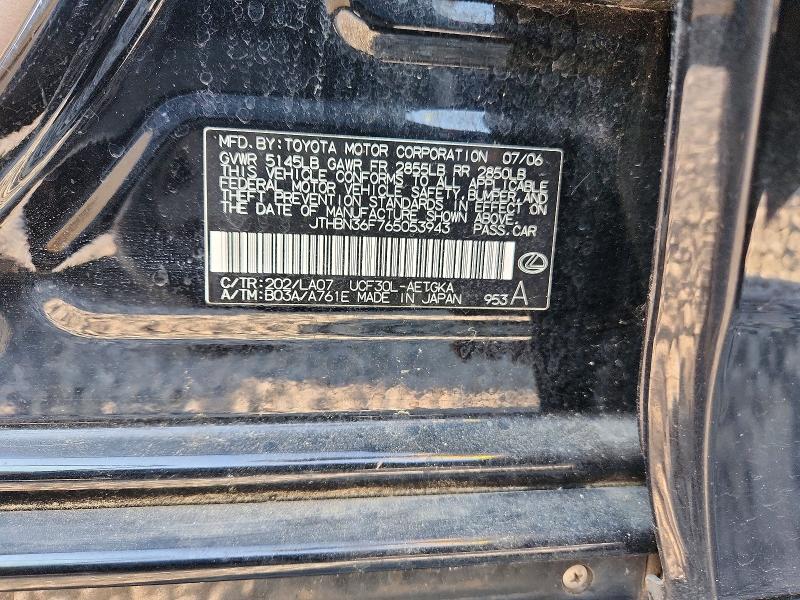 Aukcja sprzedaży 2006 Lexus Ls, vin: JTHBN36F765053943, numer aukcji: 60386706