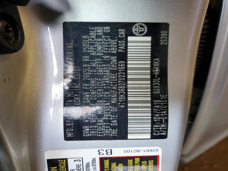 Aukcja sprzedaży 2007 Toyota Avalon, vin: 4T1BK36B27U231669, numer aukcji: 62271316