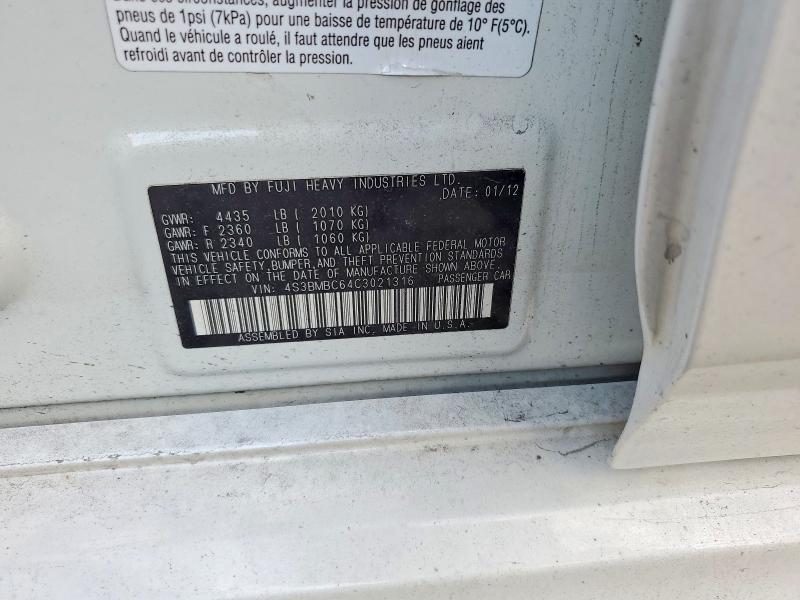 Aukcja sprzedaży 2012 Subaru Legacy, vin: 4S3BMBC64C3021316, numer aukcji: 63392076