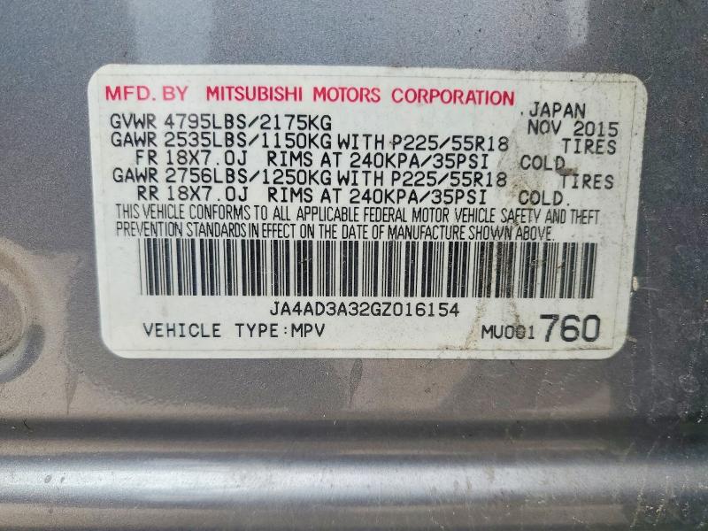 Продажа на аукционе авто 2016 Mitsubishi Outlander, vin: JA4AD3A32GZ016154, номер лота: 61587426