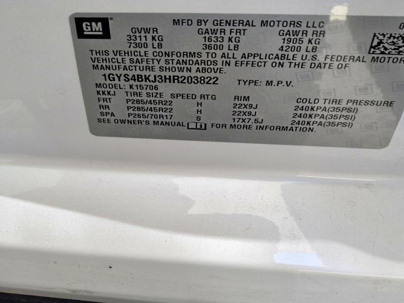 Aukcja sprzedaży 2017 Cadillac Escalade, vin: 1GYS4BKJ3HR203822, numer aukcji: 62519266
