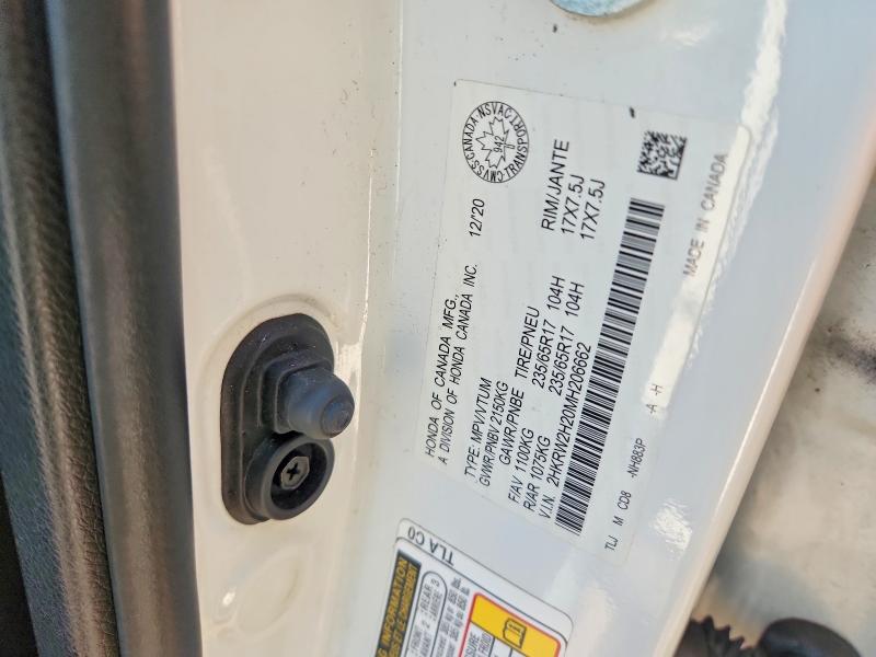 2021 Honda Cr-v მანქანა იყიდება აუქციონზე, vin: 2HKRW2H20MH206662, აუქციონის ნომერი: 60009826