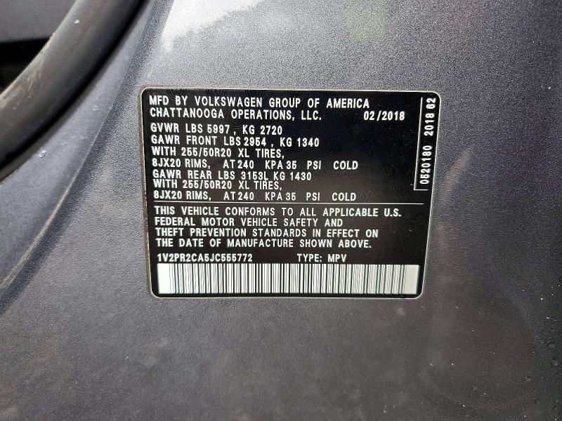Продаж на аукціоні авто 2018 Volkswagen Atlas, vin: 1V2PR2CA5JC555772, номер лоту: 61385356