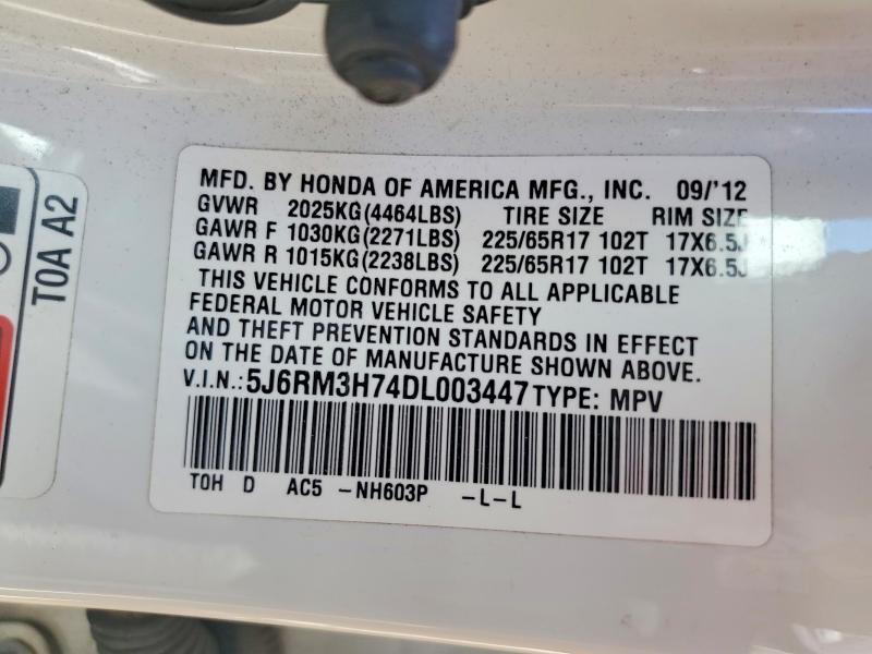 62514596 :رقم المزاد ، 5J6RM3H74DL003447 vin ، 2013 Honda Cr-v مزاد بيع