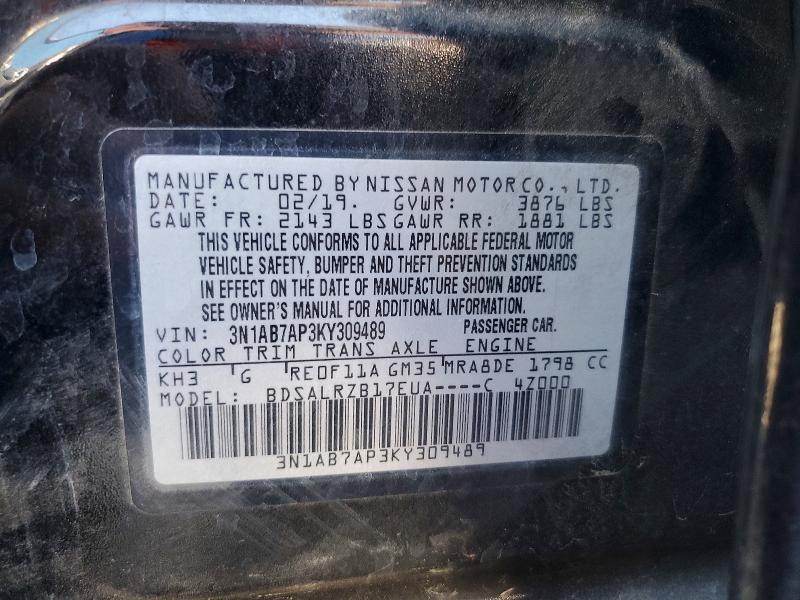 Продаж на аукціоні авто 2019 Nissan Sentra, vin: 3N1AB7AP3KY309489, номер лоту: 61439716