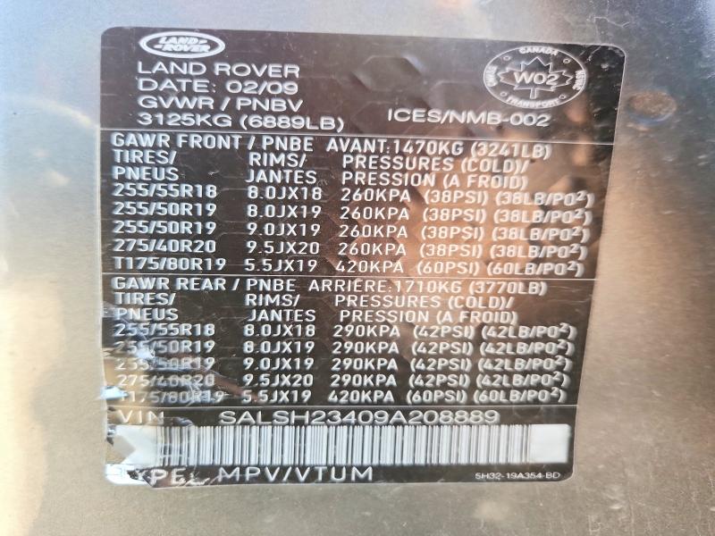 Aukcja sprzedaży 2009 Land Rover Range Rover Sport, vin: SALSH23409A208889, numer aukcji: 61327146