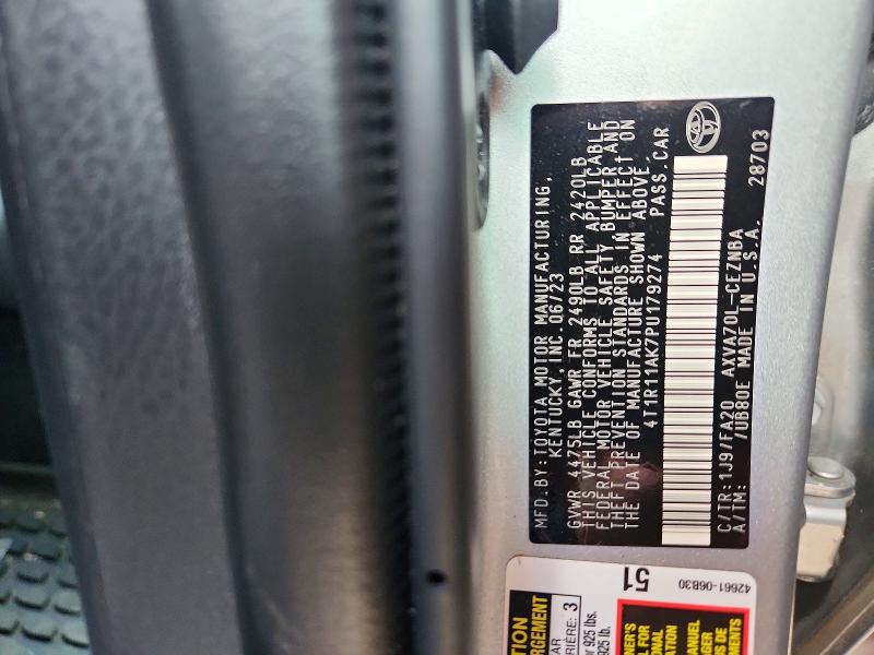 Aukcja sprzedaży 2023 Toyota Camry, vin: 4T1R11AK7PU179274, numer aukcji: 54556086