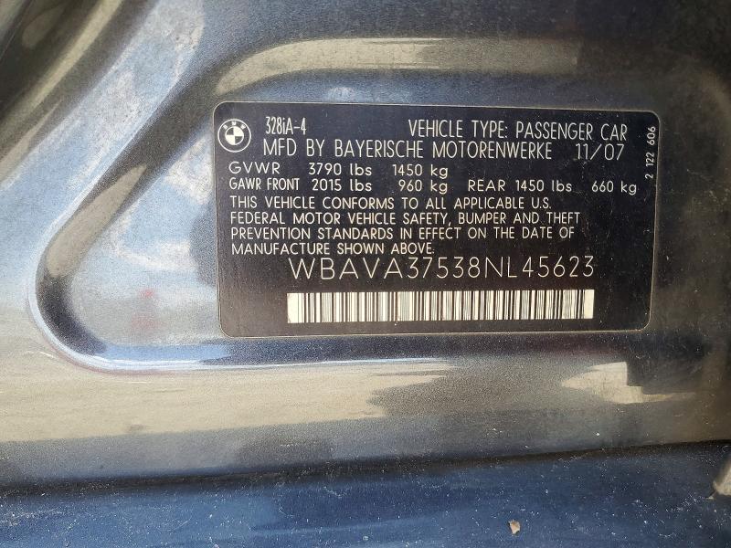 Auction sale of the 2008 Bmw 328, vin: WBAVA37538NL45623, lot number: 60774416