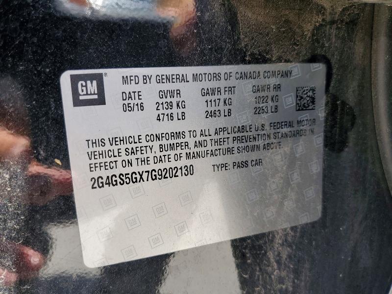 2016 Buick Regal მანქანა იყიდება აუქციონზე, vin: 2G4GS5GX7G9202130, აუქციონის ნომერი: 59658506