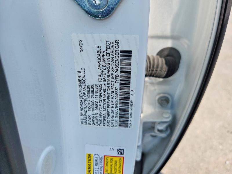 Продаж на аукціоні авто 2022 Honda Accord, vin: 1HGCV1F50NA048737, номер лоту: 61310126