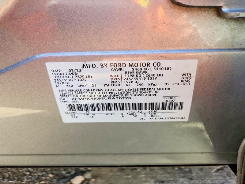 Aukcja sprzedaży 2020 Ford Edge, vin: 2FMPK4K93LBA76726, numer aukcji: 61676206