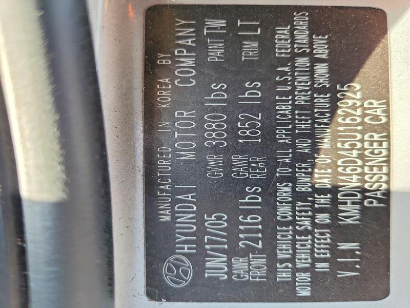 Aukcja sprzedaży 2005 Hyundai Elantra, vin: KMHDN46D45U162925, numer aukcji: 57721276