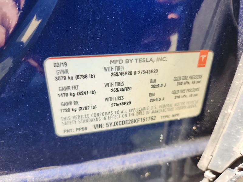Aukcja sprzedaży 2019 Tesla Model X, vin: 5YJXCDE28KF151762, numer aukcji: 60661916