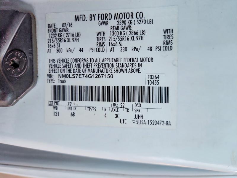 Aukcja sprzedaży 2016 Ford Transit Connect, vin: NM0LS7E74G1267150, numer aukcji: 58979196