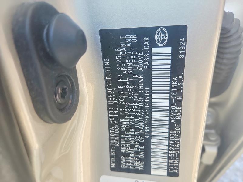 Auction sale of the 2014 Toyota Camry, vin: 4T1BF1FK7EU785361, lot number: 61619826
