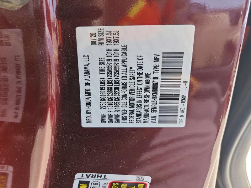 Aukcja sprzedaży 2021 Honda Odyssey, vin: 5FNRL6H8XMB008710, numer aukcji: 62684496