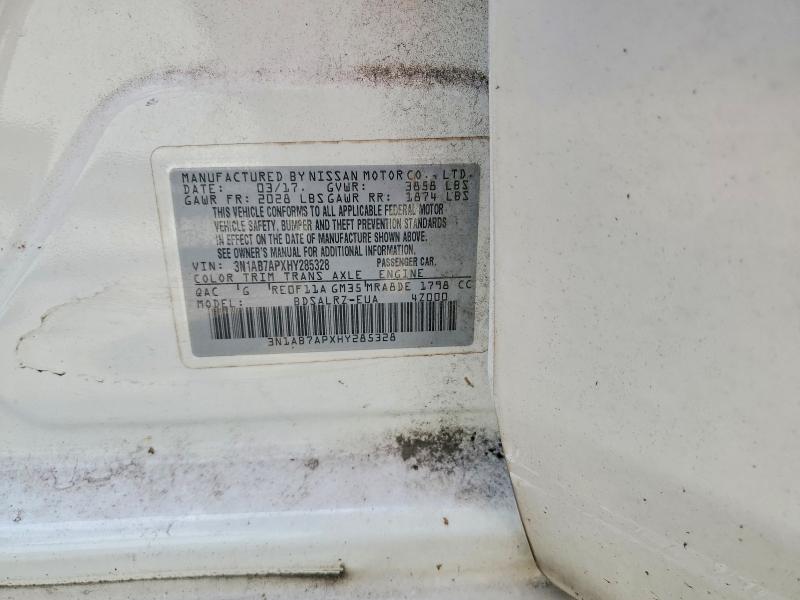 2017 Nissan Sentra მანქანა იყიდება აუქციონზე, vin: 3N1AB7APXHY285328, აუქციონის ნომერი: 60310426