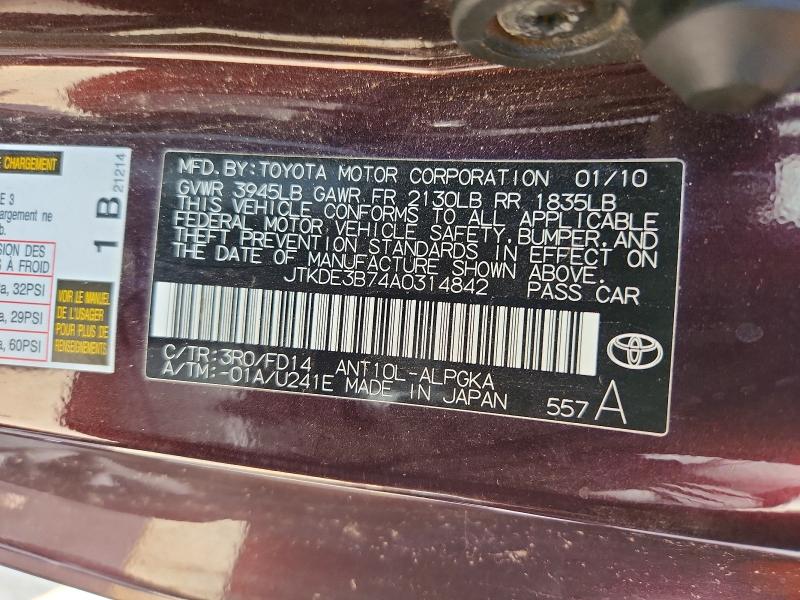 Aukcja sprzedaży 2010 Scion Tc, vin: JTKDE3B74A0314842, numer aukcji: 61809196