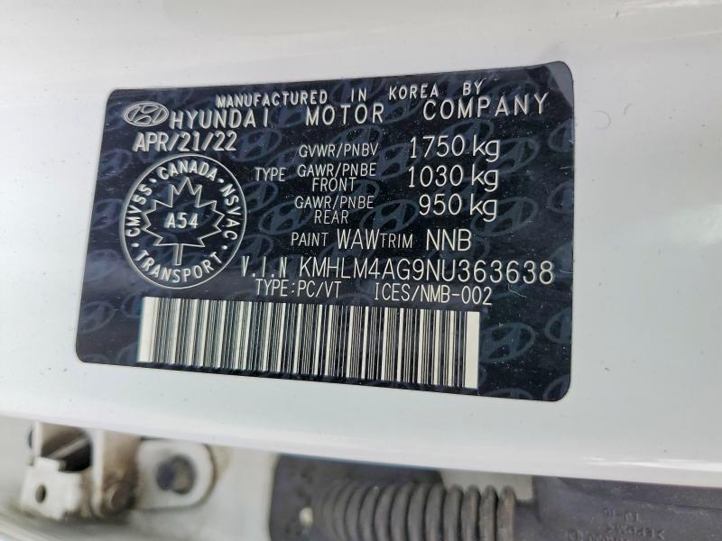 2022 Hyundai Elantra მანქანა იყიდება აუქციონზე, vin: KMHLM4AG9NU363638, აუქციონის ნომერი: 60118126