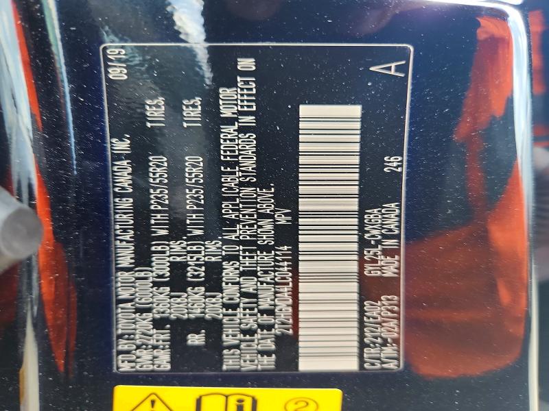 59159716 :رقم المزاد ، 2T2HGMDA4LC044114 vin ، 2020 Lexus Rx مزاد بيع