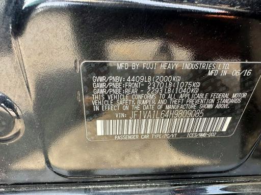 Продаж на аукціоні авто 2017 Subaru Wrx, vin: JF1VA1L64H9809085, номер лоту: 61119746