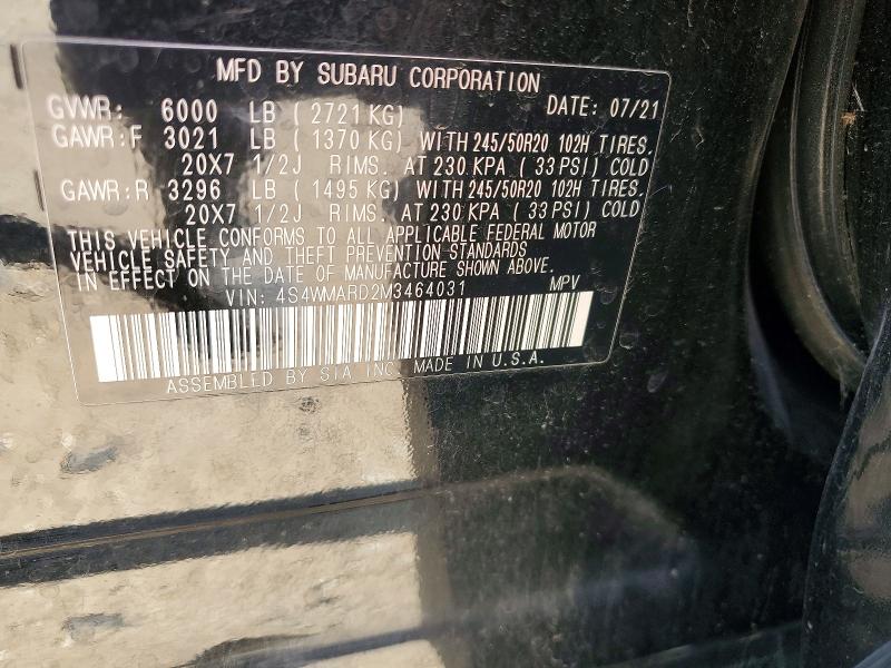 Aukcja sprzedaży 2021 Subaru Ascent, vin: 4S4WMARD2M3464031, numer aukcji: 59331206