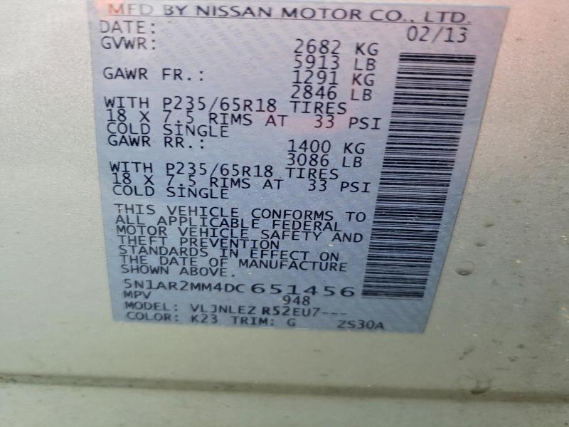 Продаж на аукціоні авто 2013 Nissan Pathfinder, vin: 5N1AR2MM4DC651456, номер лоту: 59741796
