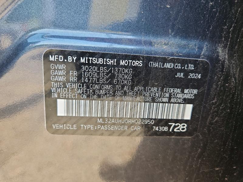 Aukcja sprzedaży 2024 Mitsubishi Mirage, vin: ML32AUHJ0RH022950, numer aukcji: 62584906
