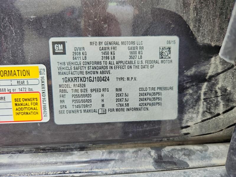 Aukcja sprzedaży 2016 Gmc Acadia, vin: 1GKKRTKD1GJ100424, numer aukcji: 61391266