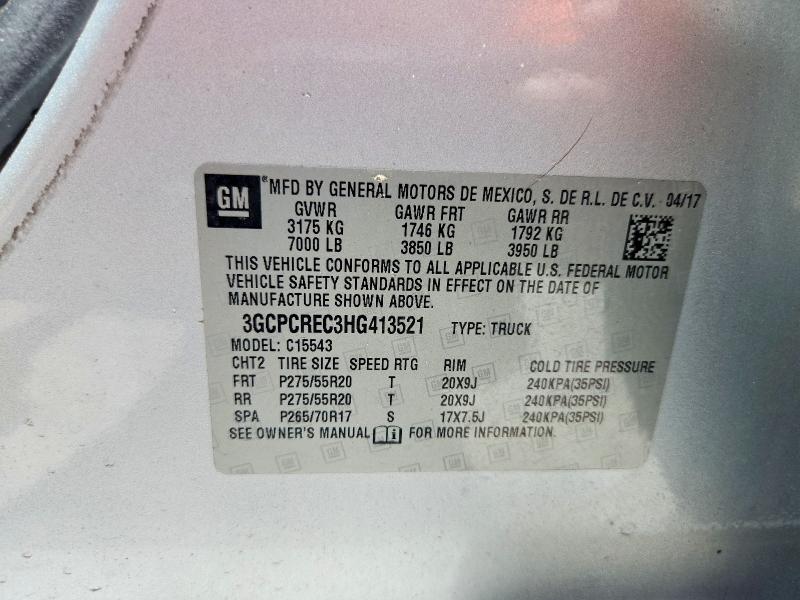 Продаж на аукціоні авто 2017 Chevrolet Silverado, vin: 3GCPCREC3HG413521, номер лоту: 61978146