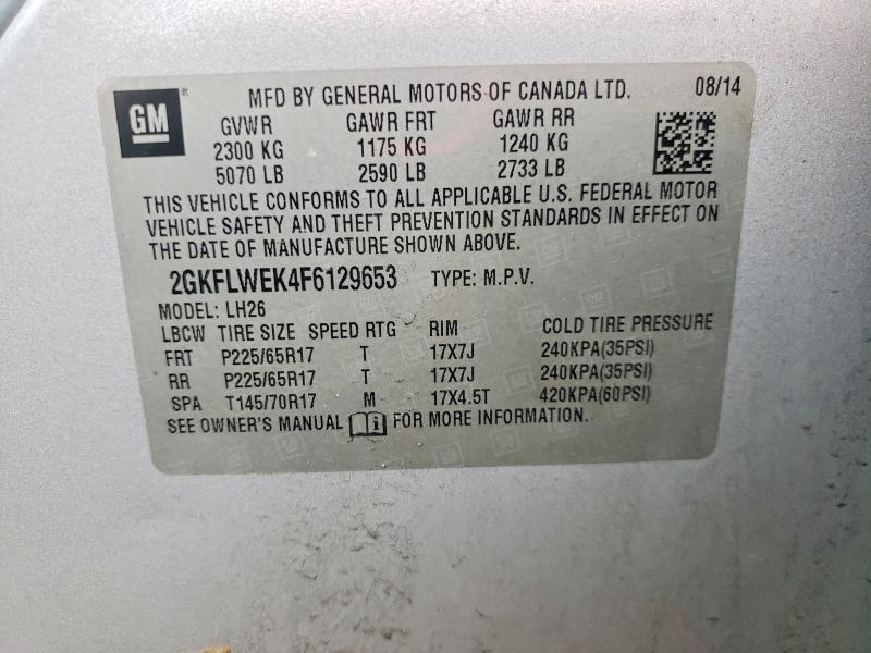 2015 Gmc Terrain მანქანა იყიდება აუქციონზე, vin: 2GKFLWEK4F6129653, აუქციონის ნომერი: 62455976