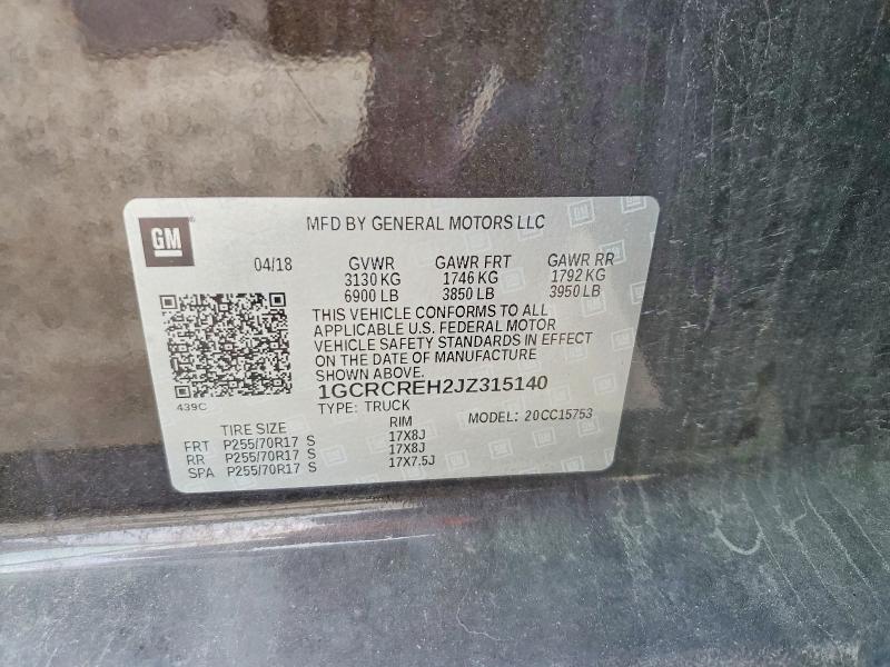 Aukcja sprzedaży 2018 Chevrolet Silverado, vin: 1GCRCREH2JZ315140, numer aukcji: 60802416