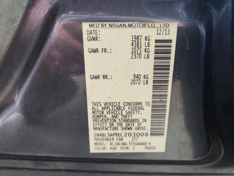 Продажа на аукционе авто 2014 Nissan Altima, vin: 1N4BL3AP9EC203008, номер лота: 62595476