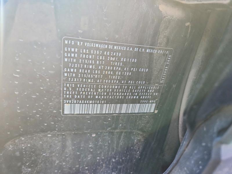 60936946 :رقم المزاد ، 3VV2B7AX4KM016761 vin ، 2019 Volkswagen Tiguan مزاد بيع