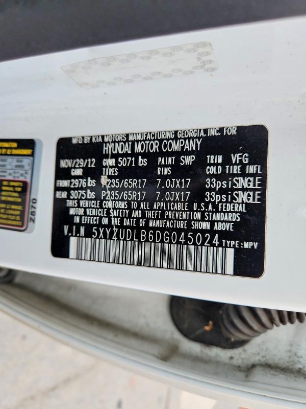 2013 Hyundai Santa Fe Sport მანქანა იყიდება აუქციონზე, vin: 5XYZUDLB6DG045024, აუქციონის ნომერი: 61339296